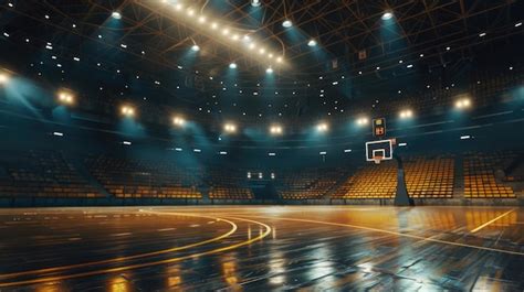 Una Cancha De Baloncesto Con Un Aro De Baloncestro En El Medio Adecuada