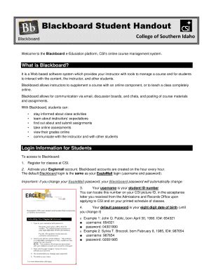 Fillable Online Blackboard Student Handout Fax Email Print Pdffiller