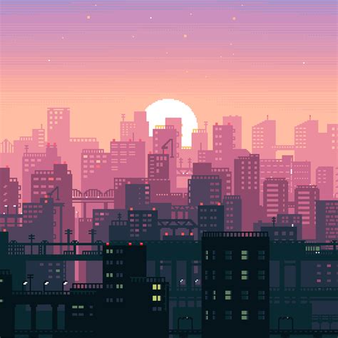 X Bit Pixel Art City Ipad Pro Retina Display Hd K Wallpapers