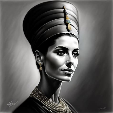 Lexica Charcoal Portrait Of Nefertiti Working Class Woman Light