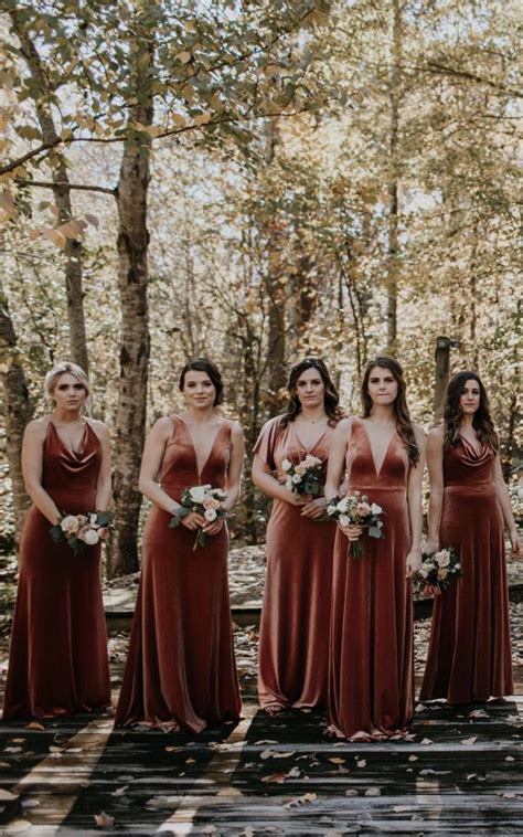 Rust Color Velvet Bridesmaid Dresses Warehouse Of Ideas