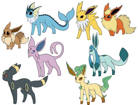 Eevee Evolutions Coloured by kuromizuouji on DeviantArt