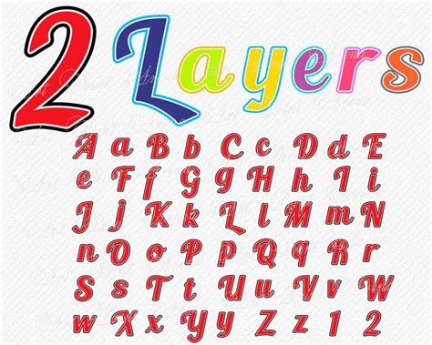 2 Layers Two Layered Svg Fonts Font Svg Bold Cursive Cricut Etsy