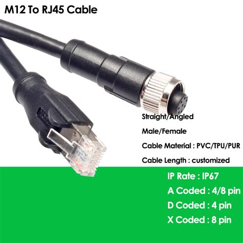 M12 To Rj45 Ethernet Cable 8 Pin X Code