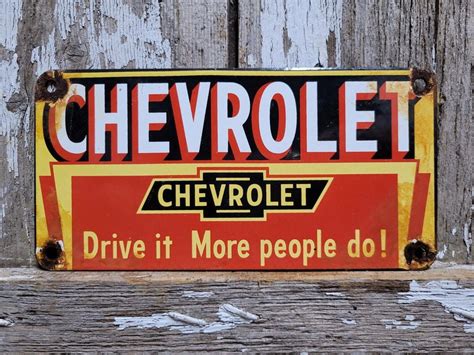 Chevrolet Chevy VINTAGE PORCELAIN SIGN Gas Motor Oil Soda Beverage ...