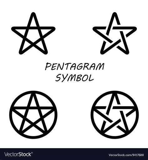 Black Pentagram Icon Set Royalty Free Vector Image