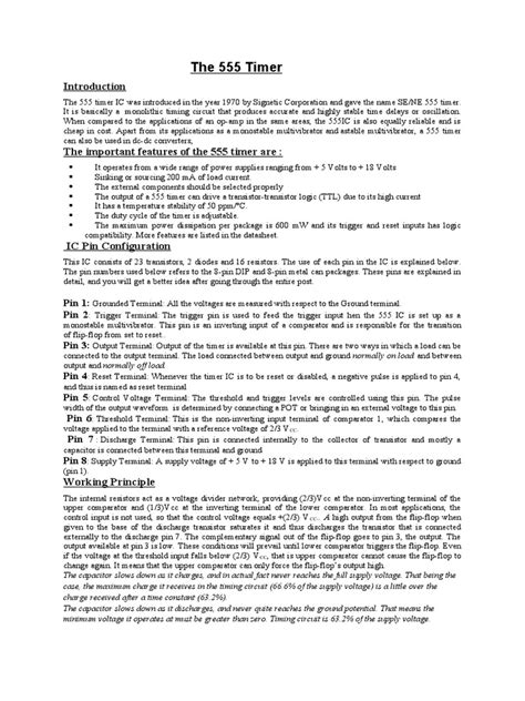 555-Timer Class Notes | PDF | Analog Circuits | Electricity