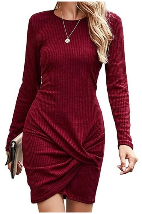 Btfbm Women Fashion Ruched Elegant Bodycon Long Sleeve Wrap Front Solid