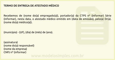 Modelo De Termo De Entrega De Atestado M Dico