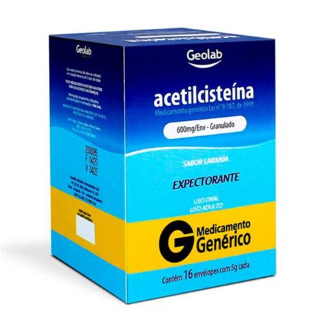 Acetilcisteina 600mg Com 16 Sachês 5g Geolab Genérico Panvel Farmácias