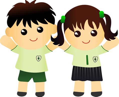 Two Kids in school uniform - Openclipart