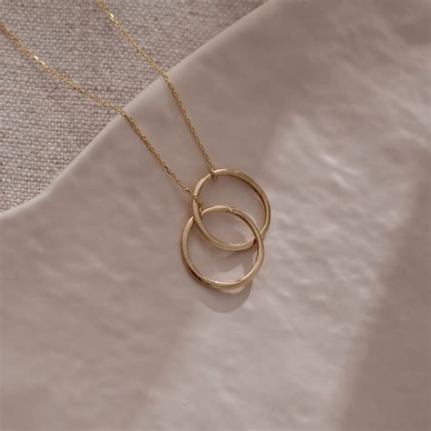 14k Solid Gold Interwined Circles Neclace For Women Link Etsy