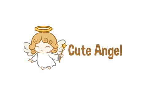 Cute Little Angel Character Mascot Logo - Design Template Place