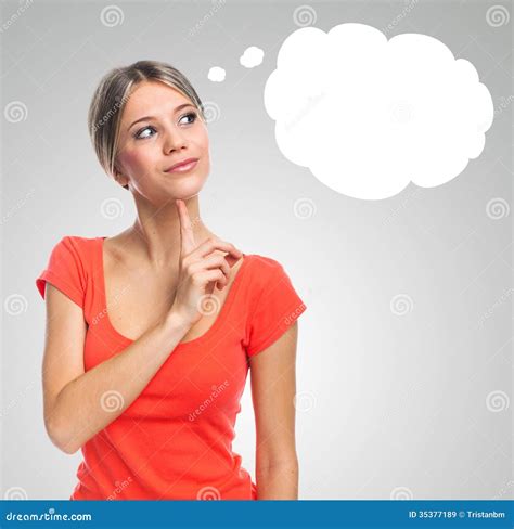 Pretty Woman Thinking Stock Image Image Of Communication