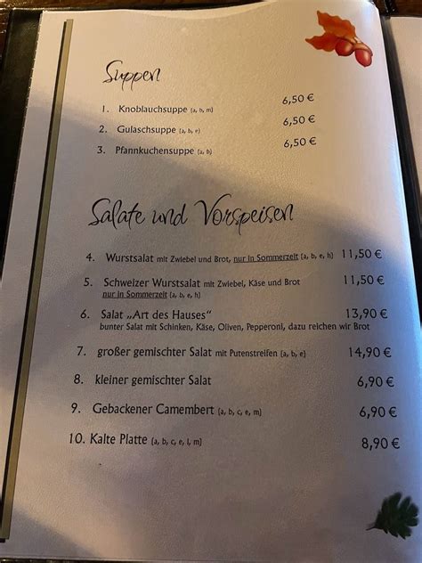 Speisekarte Von Gasthaus Zur Eiche Restaurant Greiz