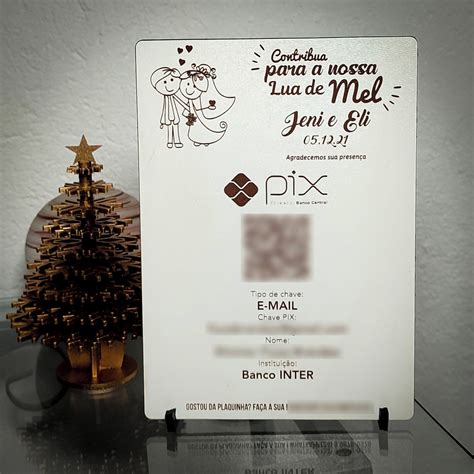 Placa Pix Casamento Lua De Mel Personalizada Qr Code Elo