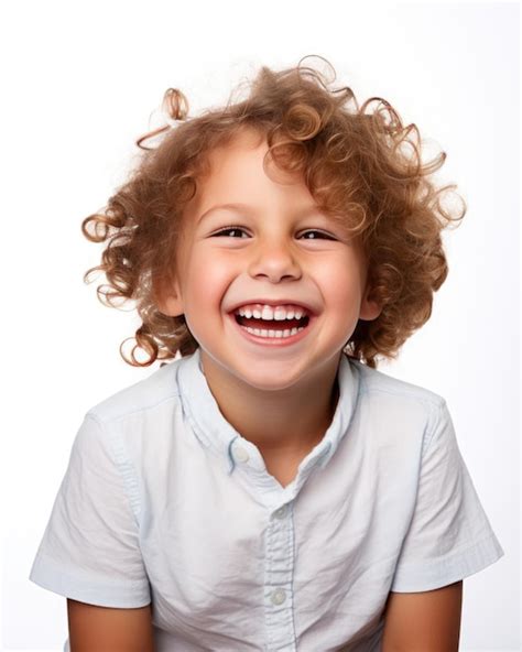 Niño feliz con camisa blanca Foto Premium