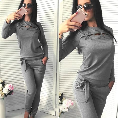 Two Piece Set Women Tracksuit Autumn Suit Elastic Waist Bow Long