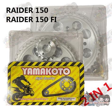 LJ Motorcycle 2 IN 1 Chain Sprocket Set For Raider 150 Raider 150 FI