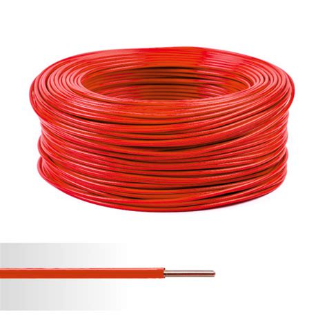 Fil électrique rigide ho7v u 1 5 mm² rouge couronne de 100m