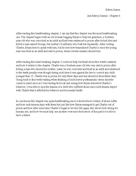 Just Mercy Journal - Chapter 6: The Heartbreaking Story of Charlie