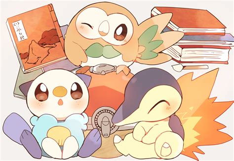 Rowlet Oshawott And Cyndaquil Pokemon Drawn By Yupo 0322 Danbooru