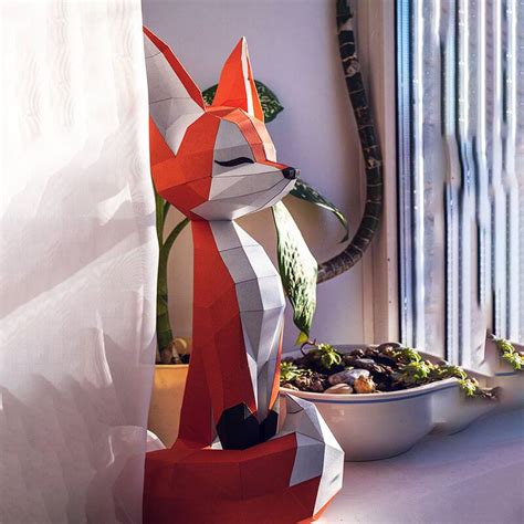 The Proud Fox Animal Paper Craft Home Decor Fiheroe