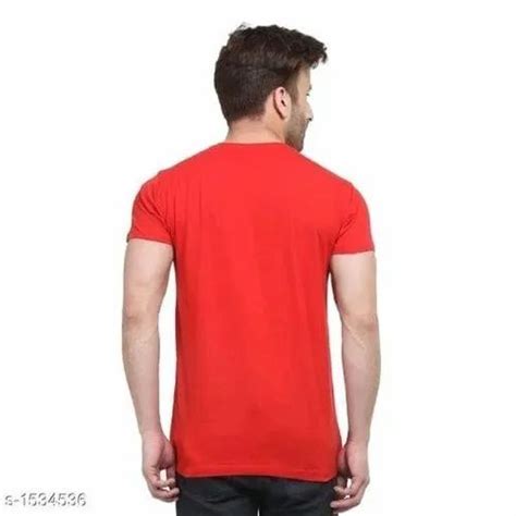 Cotton Plain Mens Red Half Sleeves T Shirt Size S Xxl At Rs 400 In