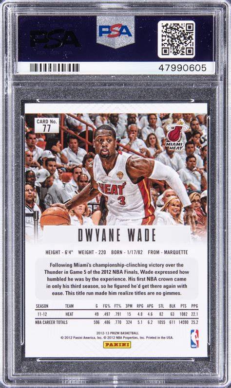 Lot Detail 2012 Panini Silver Prizm 77 Dwyane Wade PSA GEM MT 10