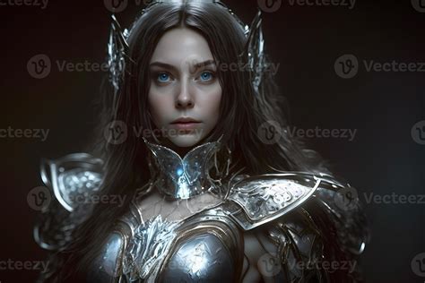 Portrait Of A Warrior Girl In Armor Woman Knight Neural Network