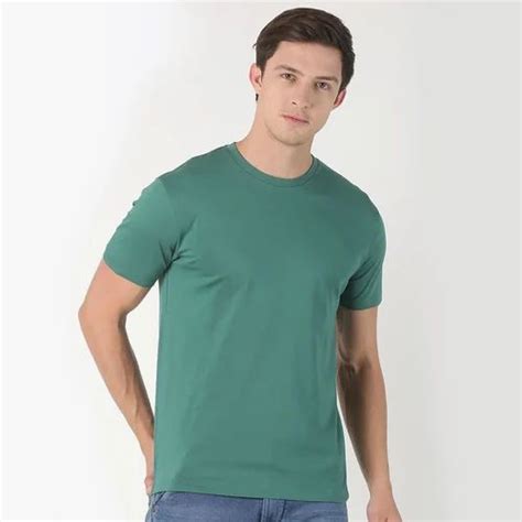 Cotton Plain Mens Supima T Shirts Olive Green Round Neck At Rs 649