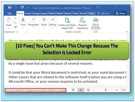 How Can I Unlock The Selection In Microsoft Word