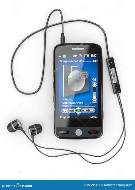 Mobile Phone With Headphones. 3d Royalty Free Stock Photo - Image: 22991115