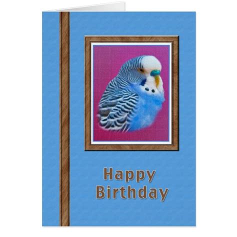 Birthday Card With Blue Parakeet Zazzle