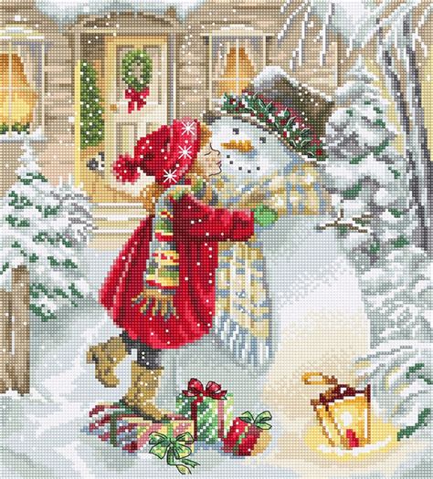 Christmas Cross Stich Kit Girl With Snowman Xmas Gifts Embroidery Kit