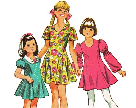 Retro 70s Girls Mini Dress Pattern Size 14 Sewing Pattern