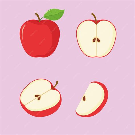 Premium Vector Set Fresh Red Apple Slices