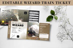 Editable Wizard Train Ticket Invitation Graphic By Snapybiz Creative