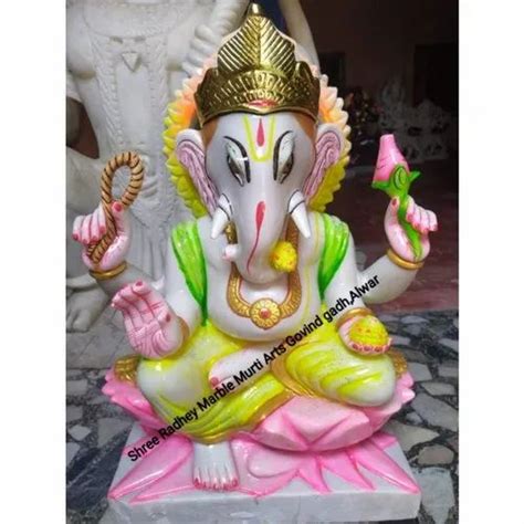 Multicolor Marble Riddhi Siddhi Lord Ganesha Statue Packaging Type