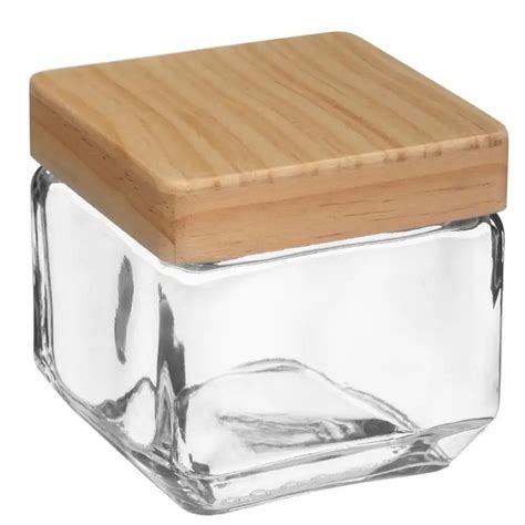 Voorraadbus Voorraadpot 0 85L Glas Met Houten Deksel Hobbymax De