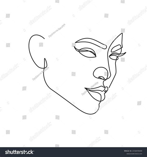 Abstract Female Face Line Art Drawing Stock Vector Royalty Free