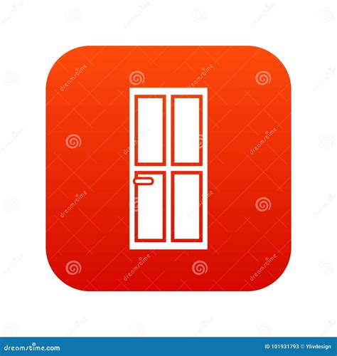 Closed Wooden Door Icon Digital Red Stock Vector Illustration Of