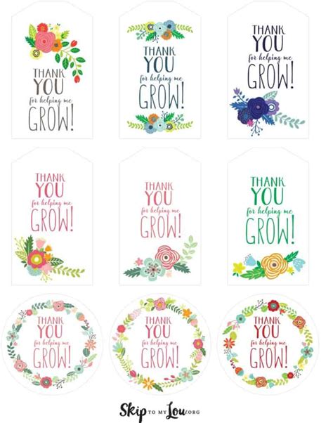 Thank You For Helping Me Grow Free Printable Printable Templates Free