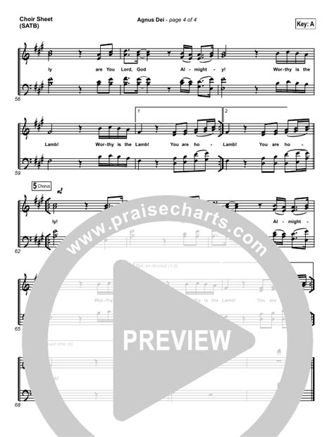 Agnus Dei Choir Sheet Satb Michael W Smith Praisecharts