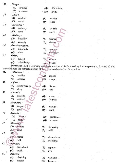 Knowledge For All Mcqs Synonyms Antonyms Test