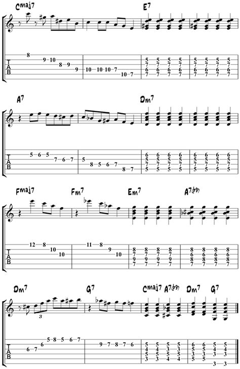 All Of Me Chord And Single Note Soloing For Jazz Guitar Guitar Tabs And Chords Guitar