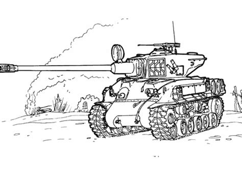 Sherman M-51 Tank coloring page | Free Printable Coloring Pages