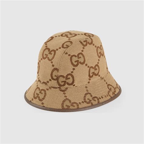 Jumbo GG Canvas Bucket Hat In Camel And Ebony GUCCI ZA