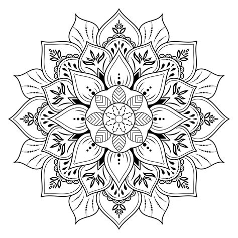 Mandala Fleur Avec Style De Contour Floral Vintage Art