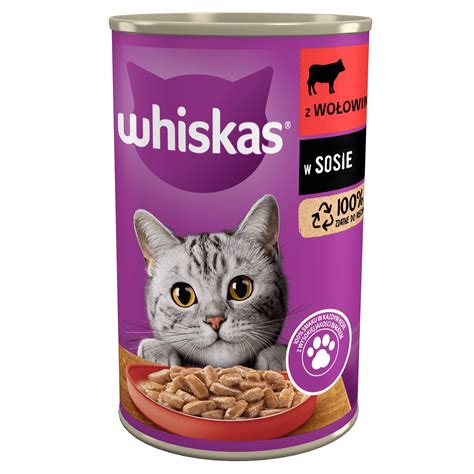 WHISKAS mokra karma dla kota z wołowiną w sosie puszka 400 g